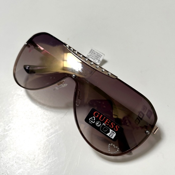 New Original GUESS Aviator Wrap Sunglasses GO00039 Rimless Rhinestones Heart - Picture 8 of 8